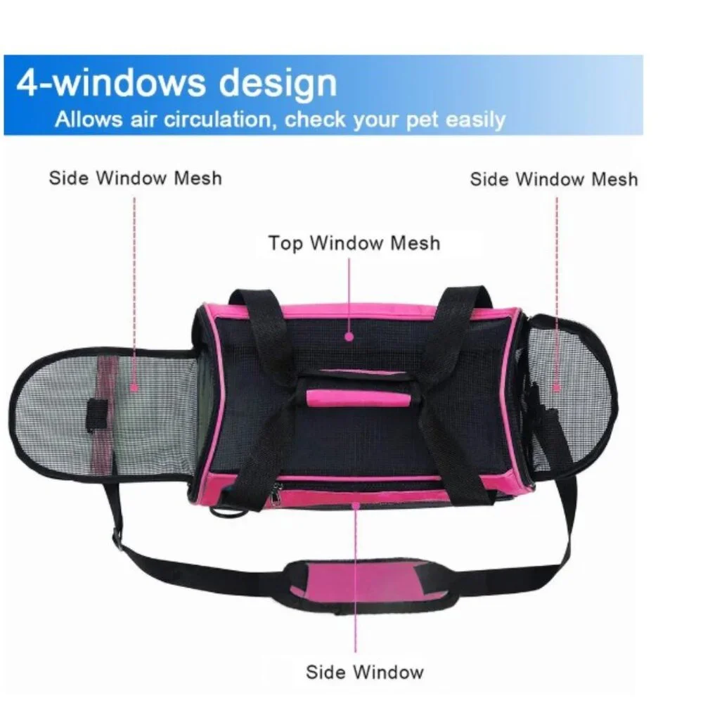 😻 🐶 🐾 💞 Pink & Black Comfort Pet Carrier - Small Dog/Cat Travel Tote Bag
